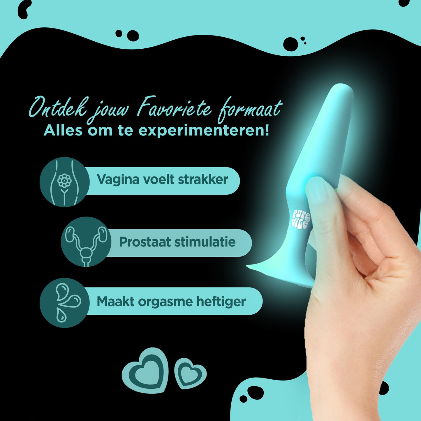Glow in the Dark Buttplug set van 3 stuks