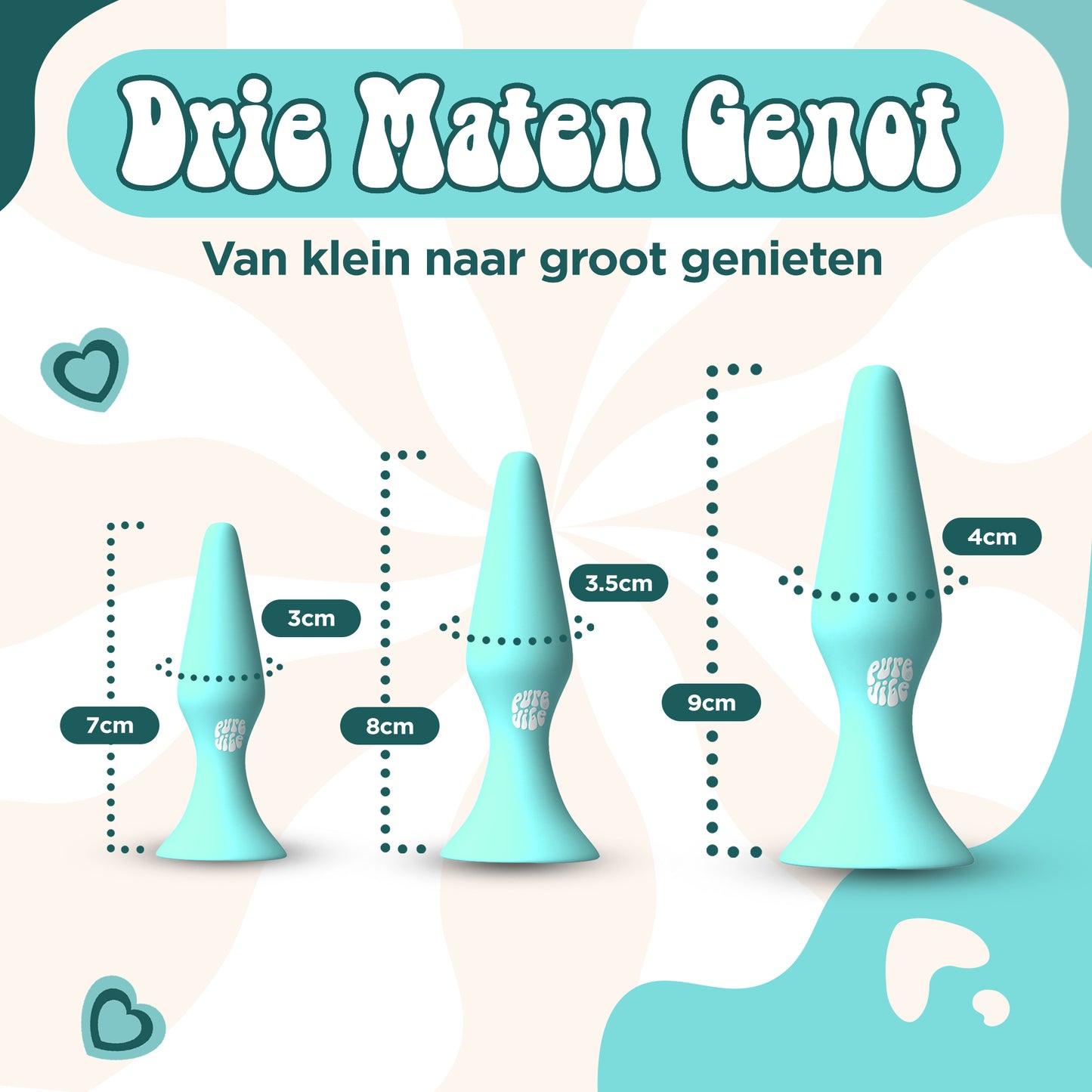 Glow in the Dark Buttplug set van 3 stuks